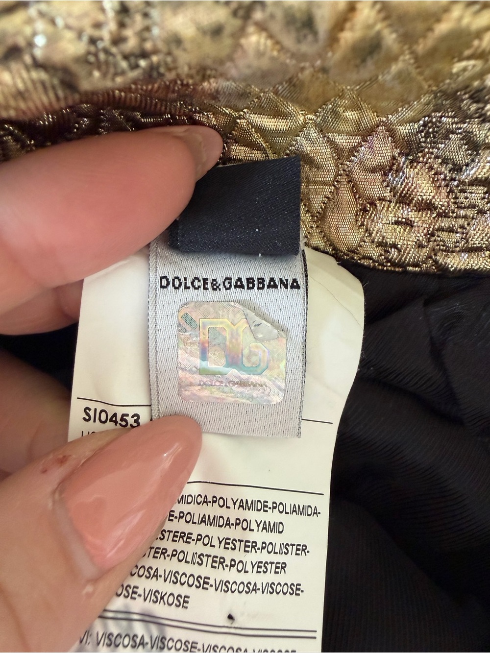 Vintage D&G Dolce & Gabbana Gold Brocade Mini Skirt - Picture 7 of 8